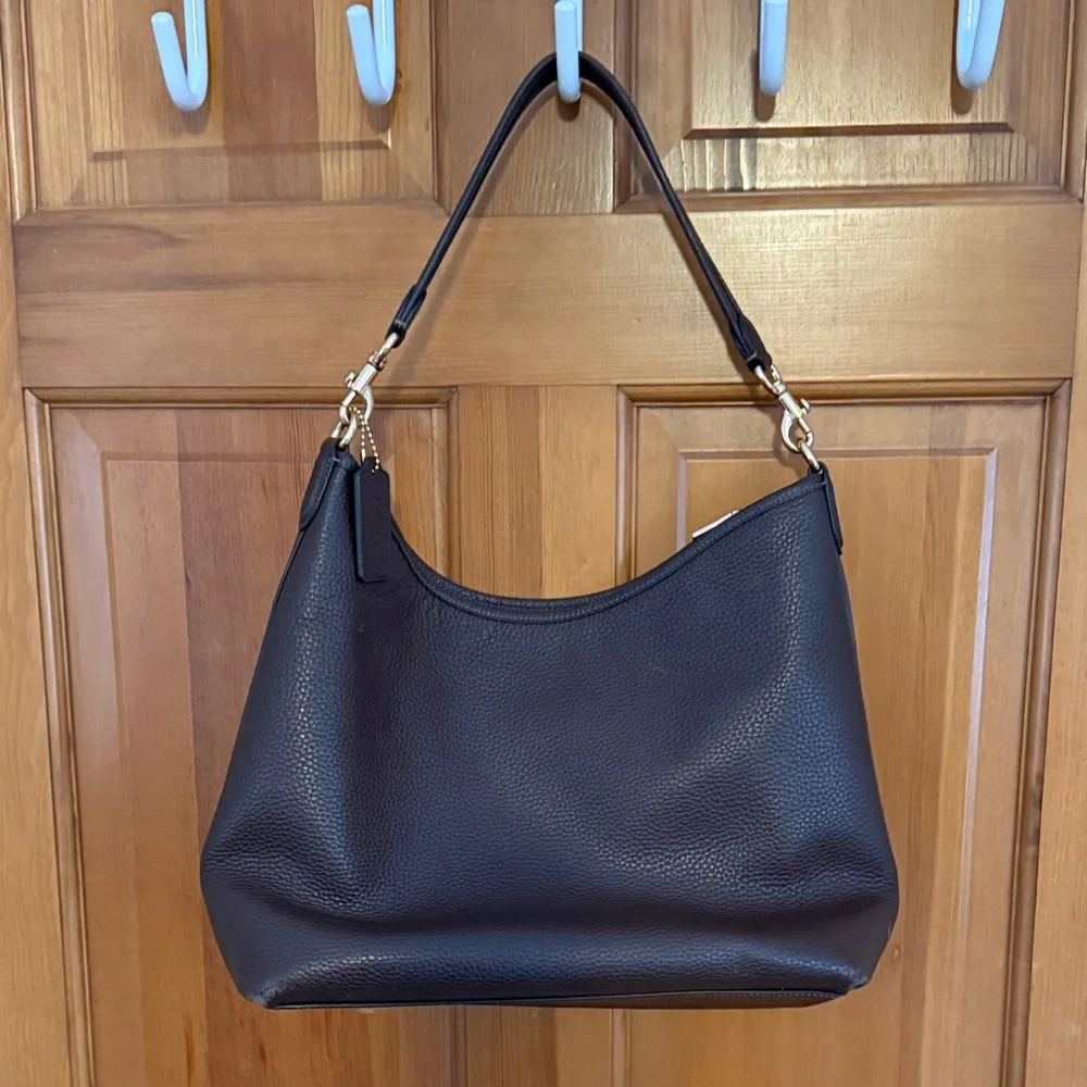 Coach Brown Pebbled Leather Hobo Bag - Picture 4 of 8